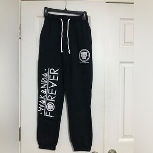 Marvel black‎ panther wakanda forever logo black sweatpants size XS new NWT
